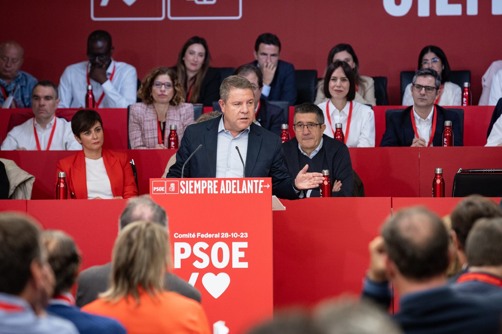 Emiliano García-Page durante su intervención ante del Comité Federal del PSOE este sábado