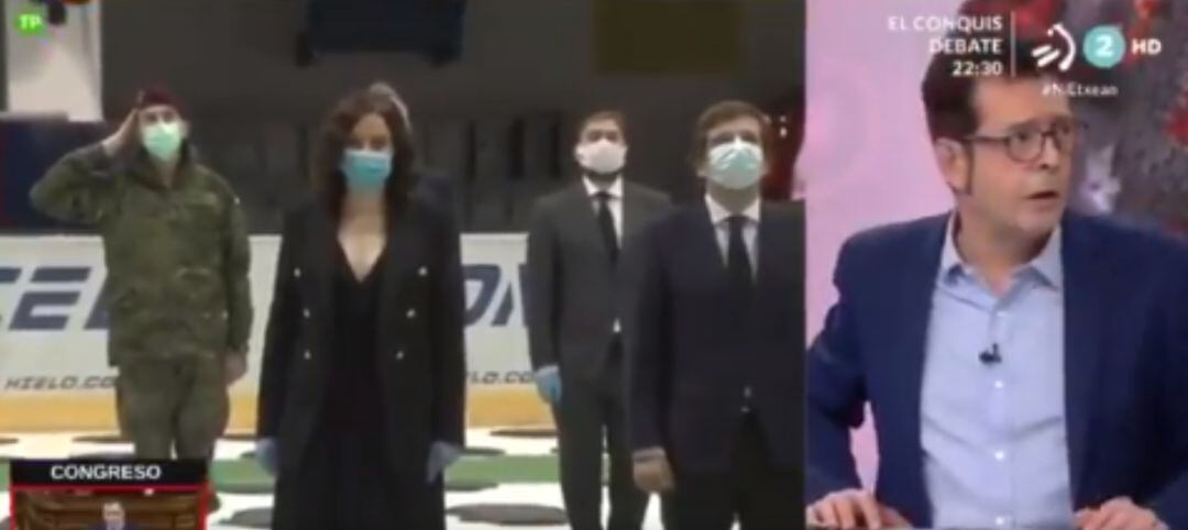 Captura de pantalla del programa de ETB donde se criticó la clausura del Palacio de Hielo.