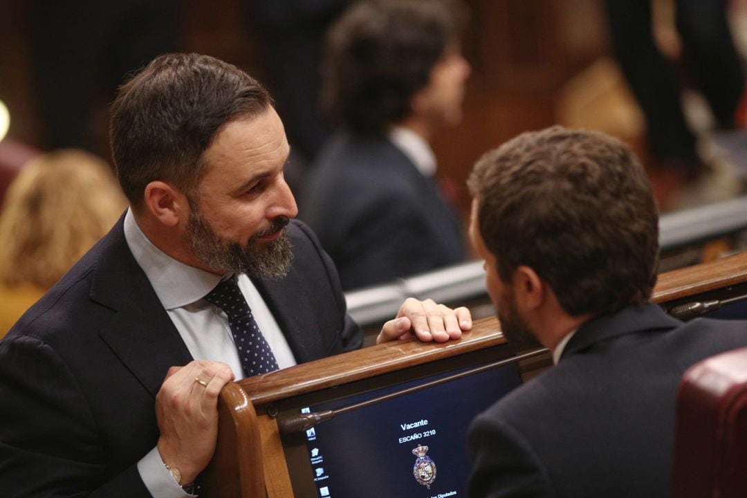 El presidente de Vox, Santiago Abascal y el presidente del PP, Pablo Casado