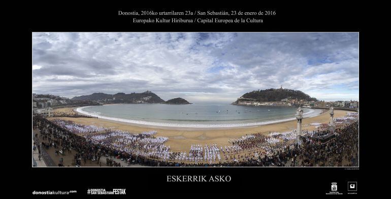 Donostia Festak obsequiará con esta fotografía en soporte metálico a las tamborradas que participaron en la concentración del pasado 23 de enero