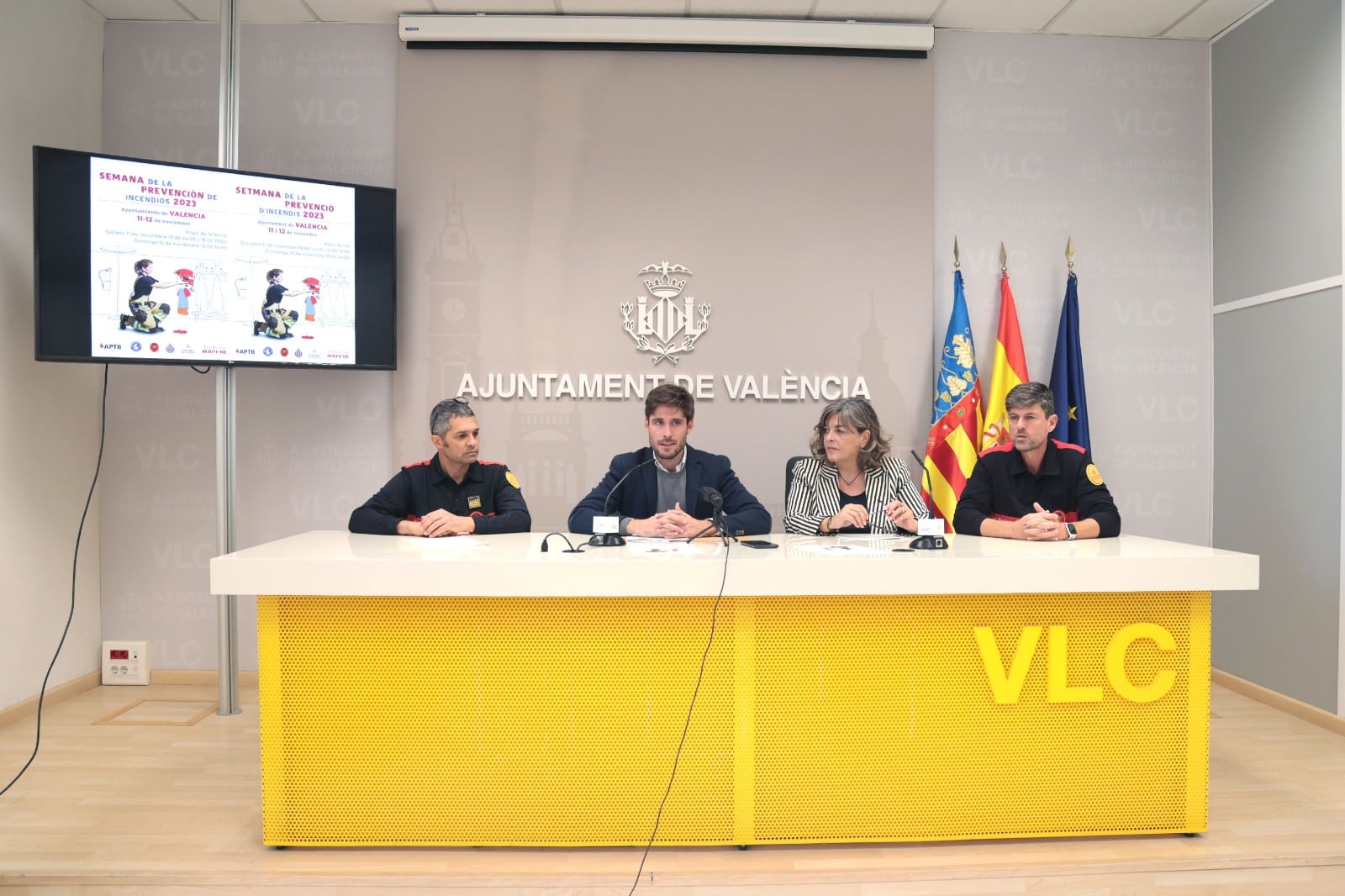 El portavoz del grupo municipal, Juan Carlos Caballero, en la presentación del programa Semana de Prevención de Incendios en València