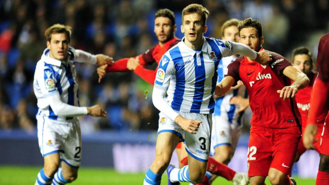 Llorente en un partido con la Real Sociedad la pasada temporada