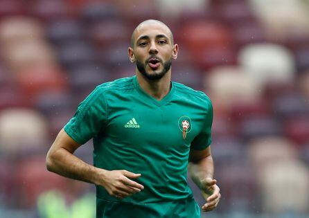 En el Luzhniki Stadium, Nordin Amrabat se entrenó con aparente normalidad con el resto de sus compañeros.