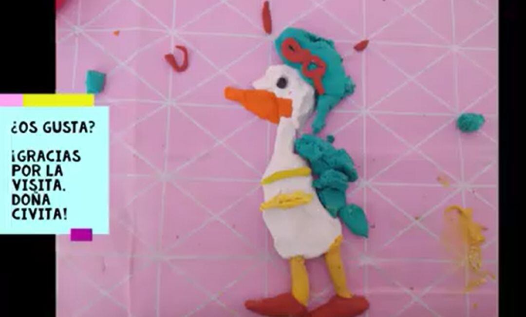 Captura de pantalla del taller de plastilina con la mascota como &#039;prota&#039;