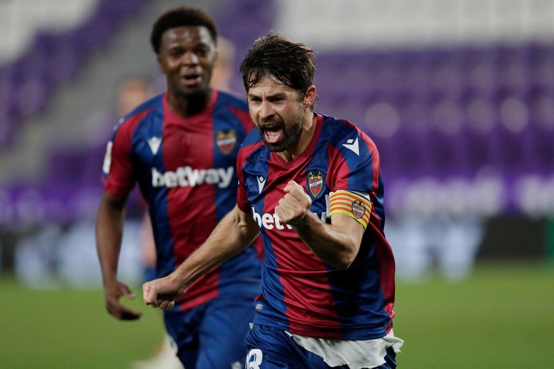 Coke of Levante Celebrates 1-3 during the Spanish Copa del Rey  match between Real Valladolid v Levante 