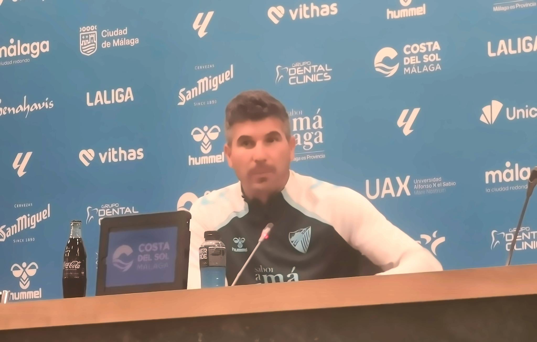 Funes, en la sala de prensa de La Rosaleda