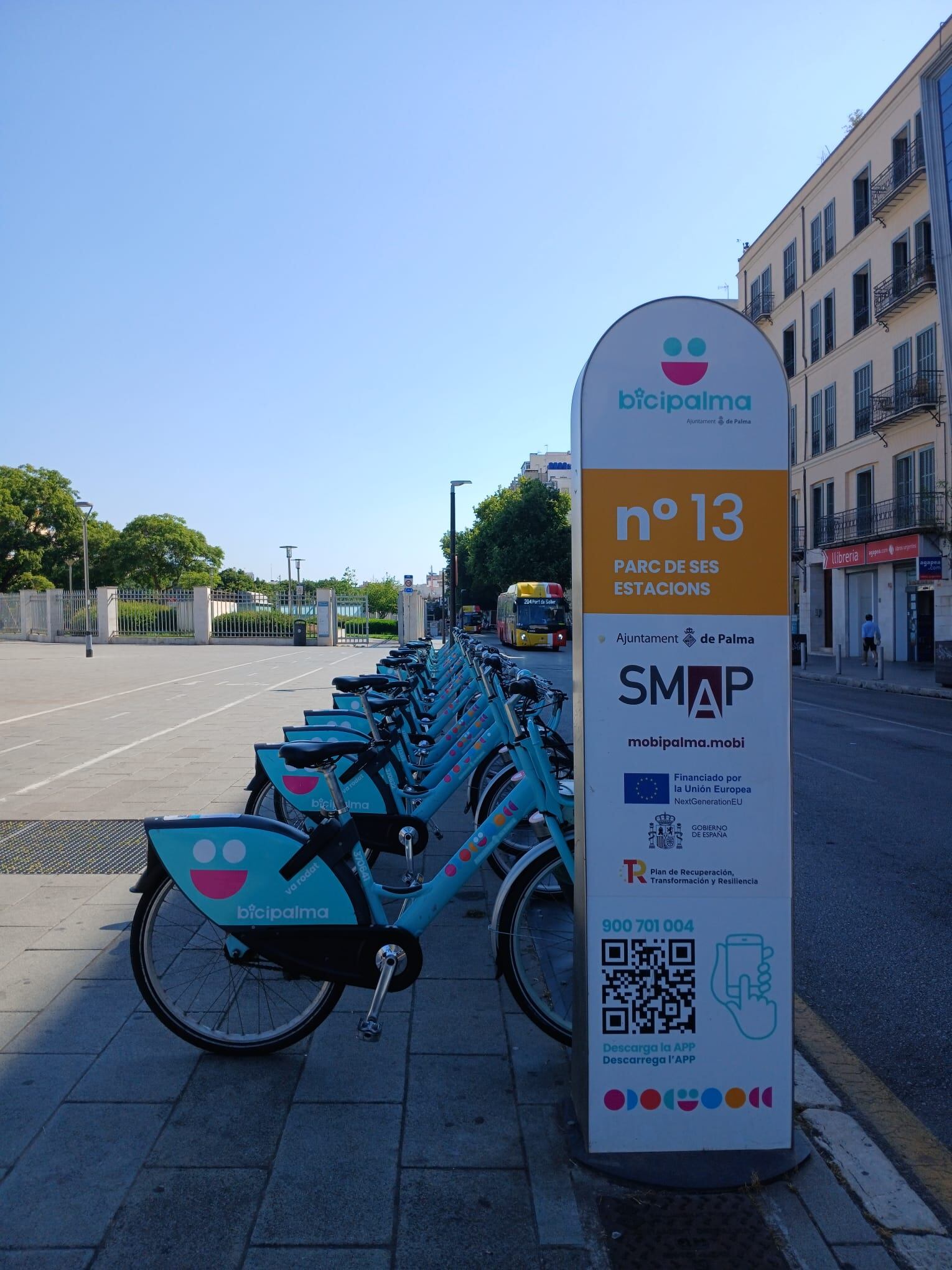 Estación de BiciPalma en la Plaza de España, una de las paradas más transcurridas de la ciudad