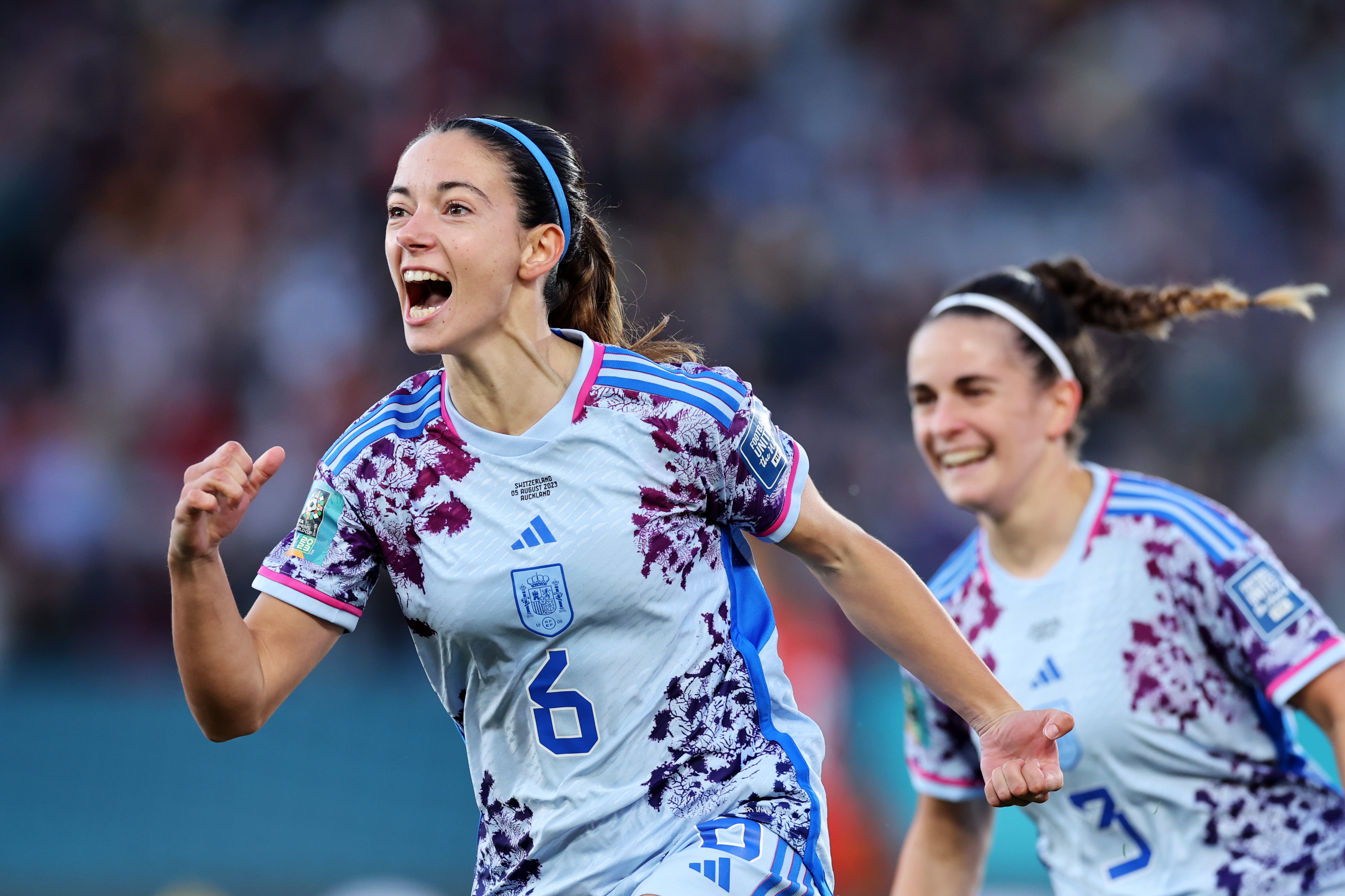 Aitana Bonmatí celebra uno de sus goles ante Suiza