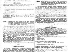 Resolución de aceptación del Euroconector de Fagor en 1990