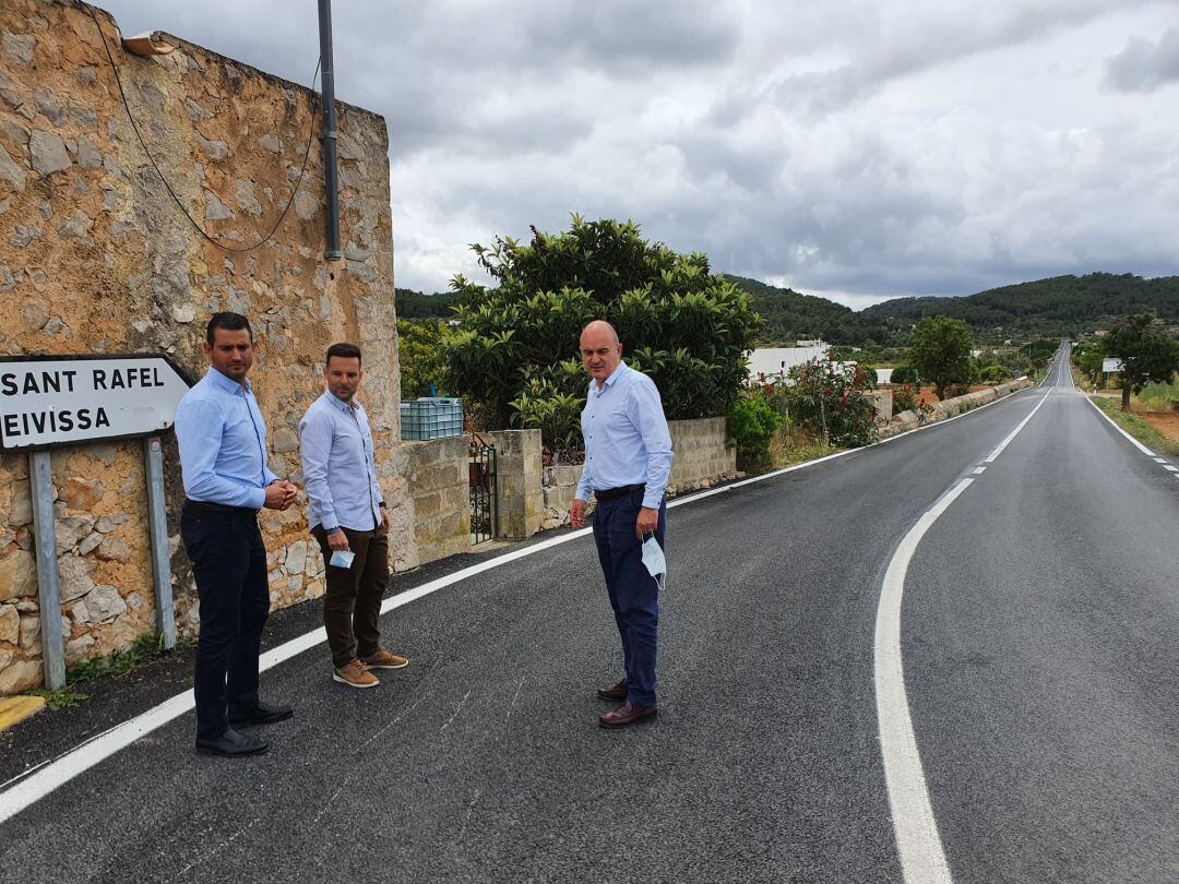 Marcos Serra, Mariano Juan y Vicent Marí esta mañana