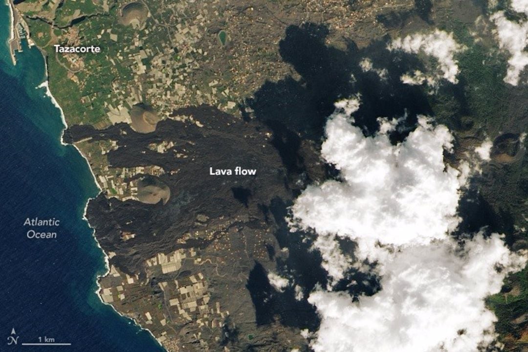 Imagen de La Palma tomada por el satélite Landsat.