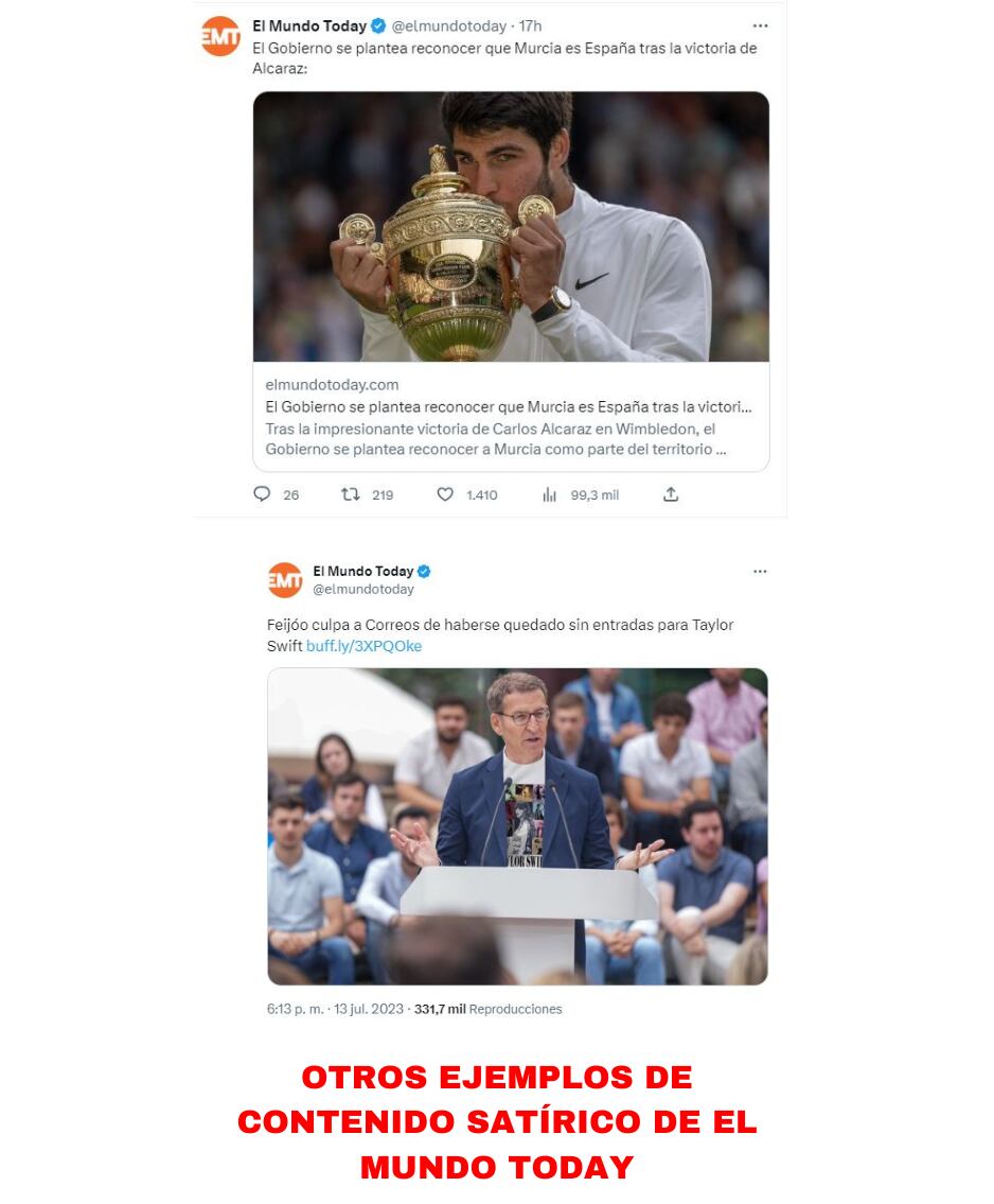 Contenidos que publica El Mundo Today en su cuenta de Twitter.