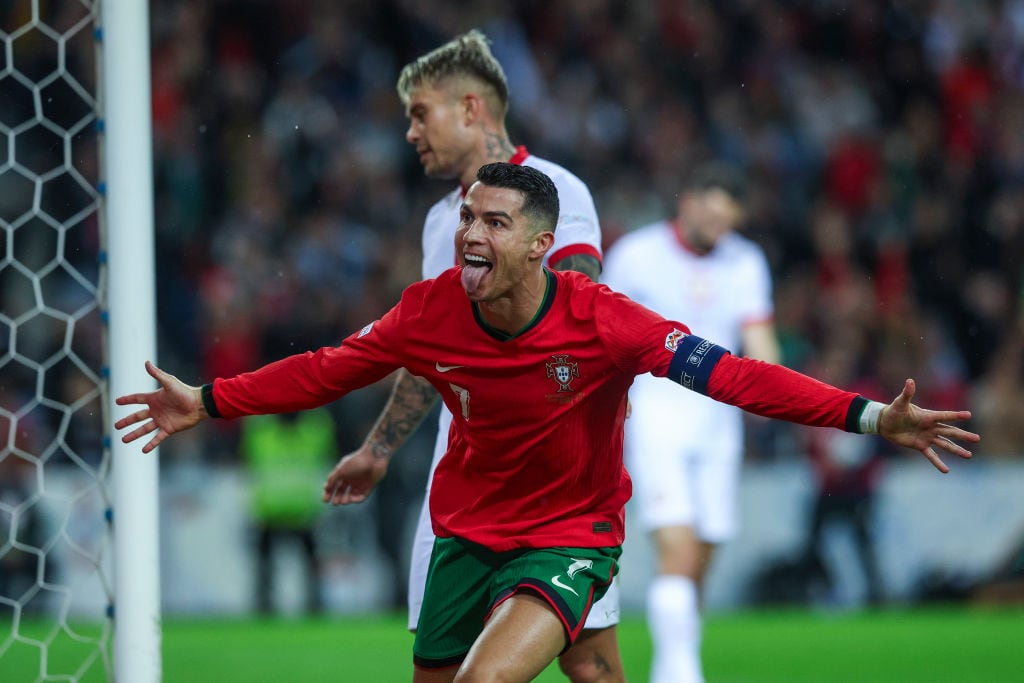 Cristiano Ronaldo celebrando un gol en el Portugal-Polonia