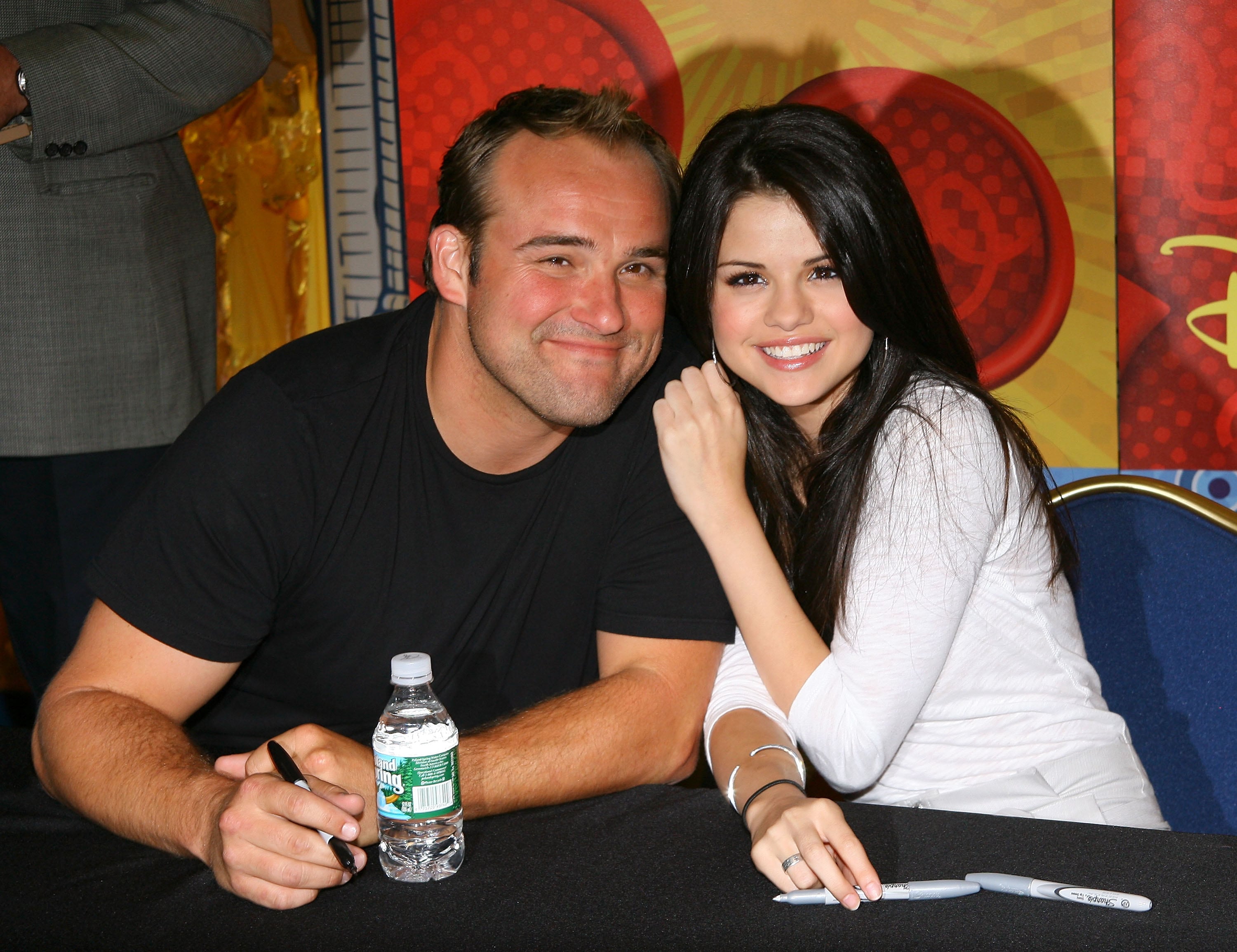 NEW YORK - SEPTEMBER 06:  Actor David DeLuise and Actress Selena Gomez of the cast of &quot;Wizards of Waverly Place&quot; visits the World of Disney on September 6, 2008 in New York City.  (Photo by Michael Tran/FilmMagic)