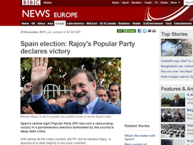 La BBC británica destaca la gran victoria de Mariano Rajoy