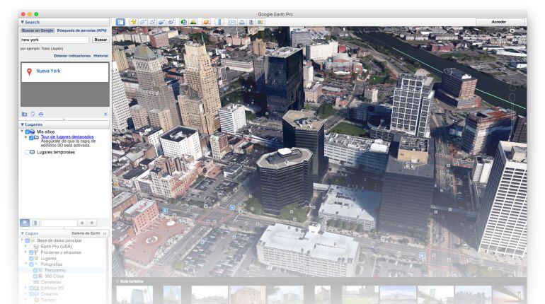 Captura de pantalla de la aplicación ‘Google Earth Pro’ para Mac
