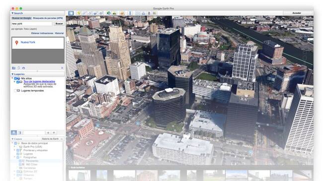 Captura de pantalla de la aplicación ‘Google Earth Pro’ para Mac