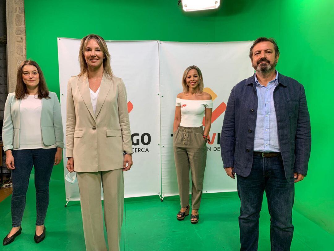 Eva Solla (Galicia en Común), Marta Fernández-Tapias (PP), Noelia Otero (PSOE) y Luis Bará (BNG) en el plató de TeleVigo.