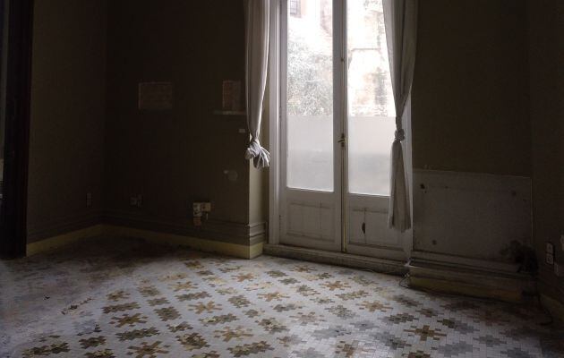 Una de las estancias del Palacio de Calatayud decoradas con pavimento de la Fábrica Nolla de Meliana