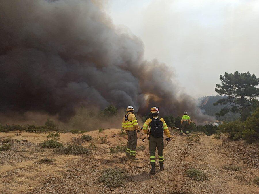 Efectivos del Plan INFIOEX trabajan en la extinción del incendio