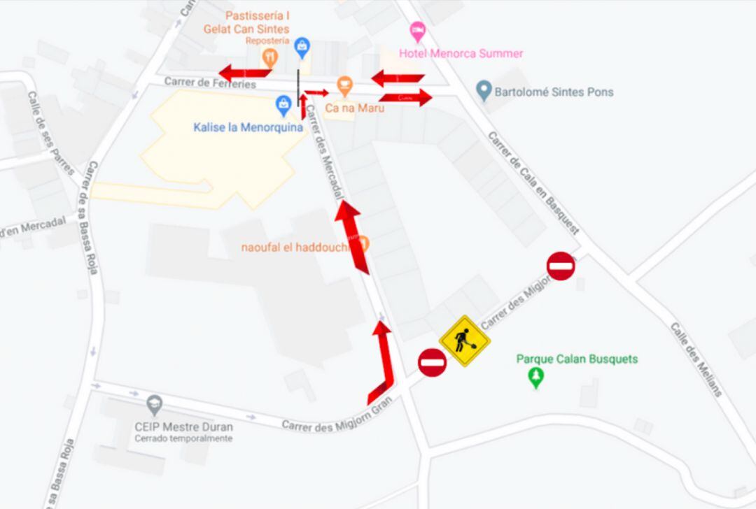 Aquests seran els canvis de tràfic a Alaior per les obres del clavagueram.