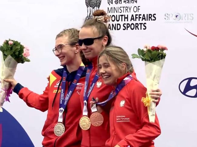 Judith Tortosa, en el podio de Nueva Delhi