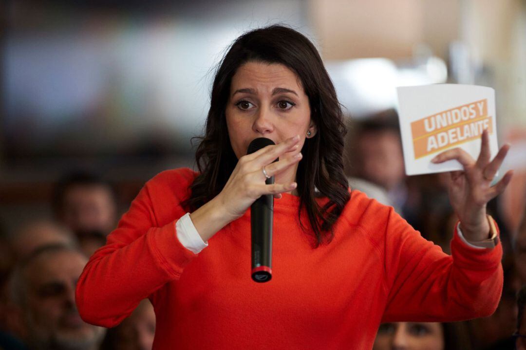 La portavoz de Ciudadanos en el Congreso, Inés Arrimadas, durante un encuentro con afiliados y simpatizantes