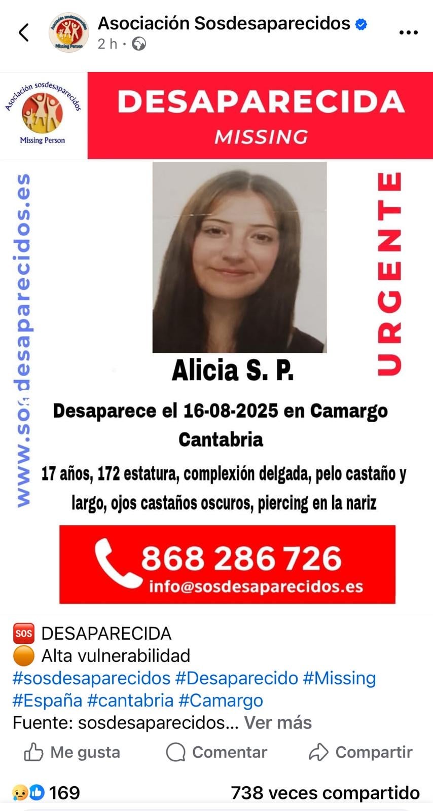 Continúa la búsqueda de la menor desaparecida en Camargo de 17 años