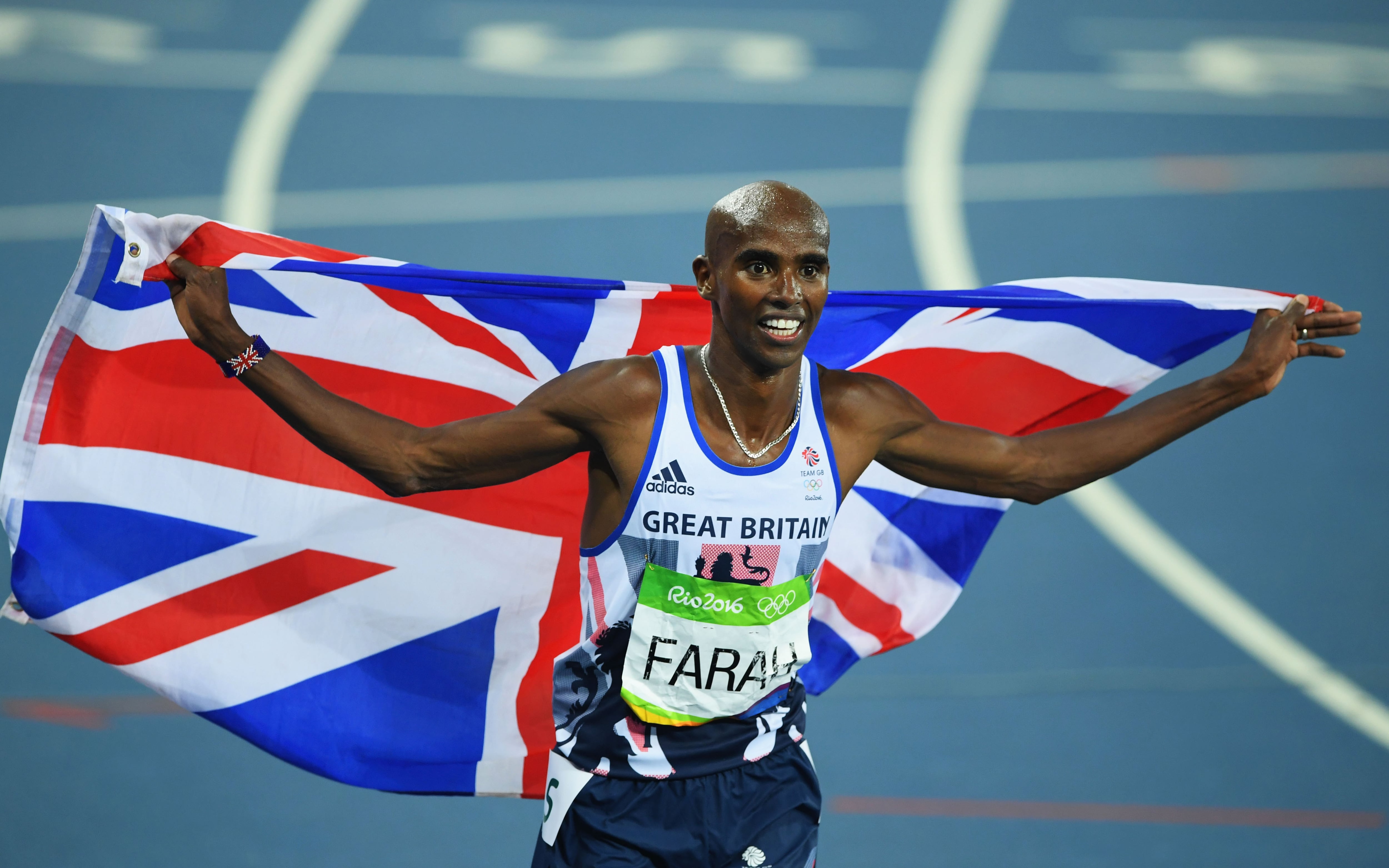 Mo Farah, tras ganar el oro en los 5000m en los JJOO de Río de Janeiro