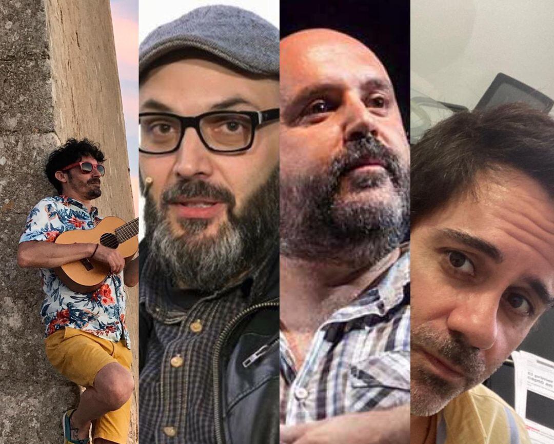 De izquierda a derecha: Fran Ropero (Músico); Miguel Ángel Hernández (Escritor); Félix Albo (Narrador oral); Ángel Cruz (director Filmoteca)