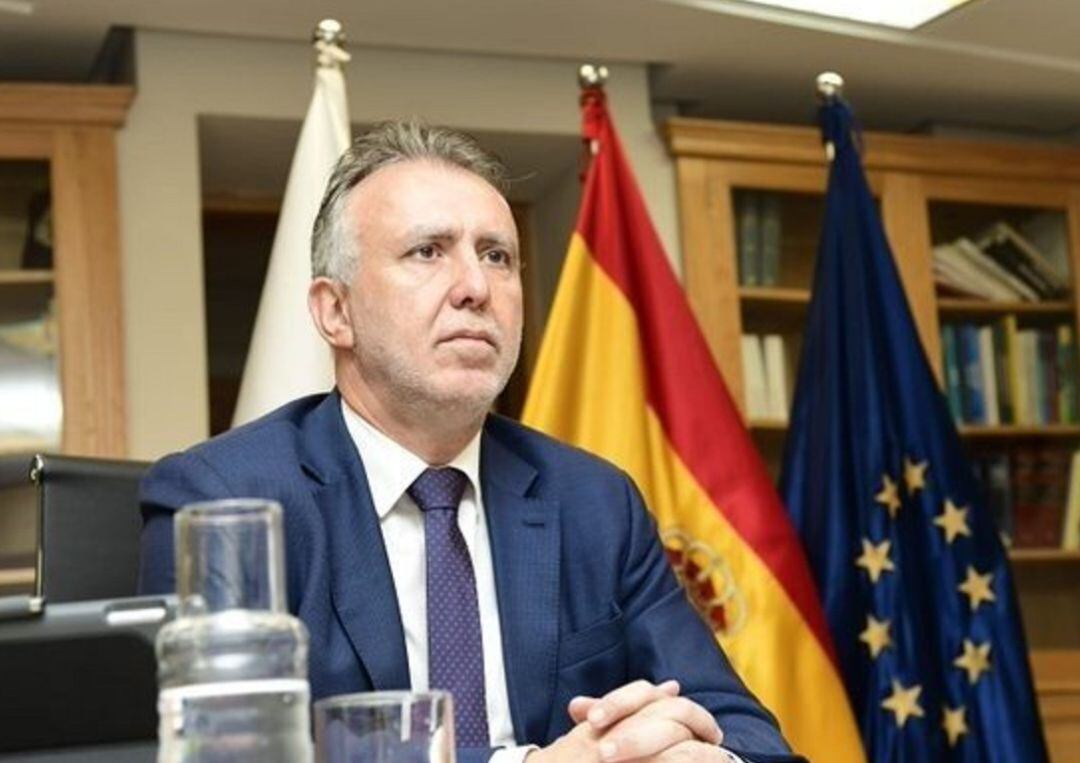 El Presidente de Canarias, Ángel Víctor Torres, durante la videoconferencia de presidentes de este domingo