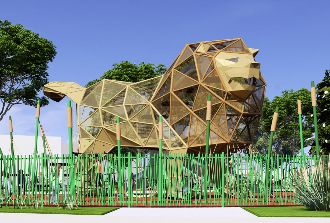 Recreación del león que se instalará en la explanada de los pendones leoneses