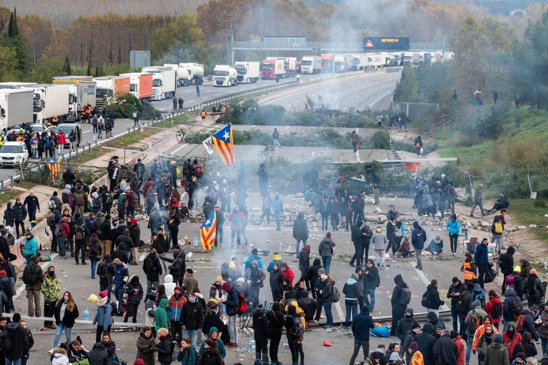 Protestas en la AP-7 en Salt, Girona, el pasado 13 de noviembre.