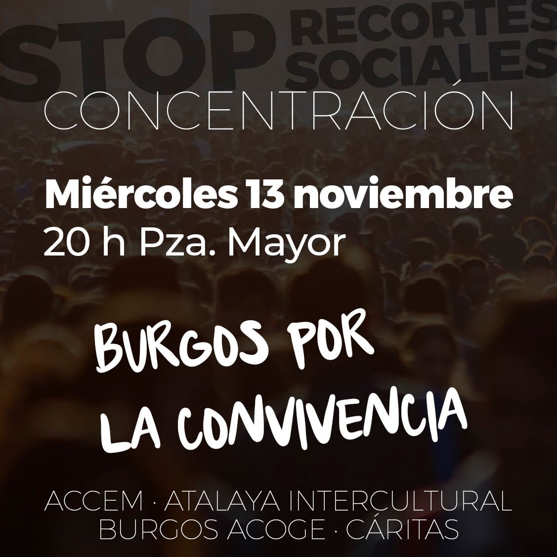 Cartel de la Concentración convocada en apoyo a las entidades que trabajan con migrantes en Burgos