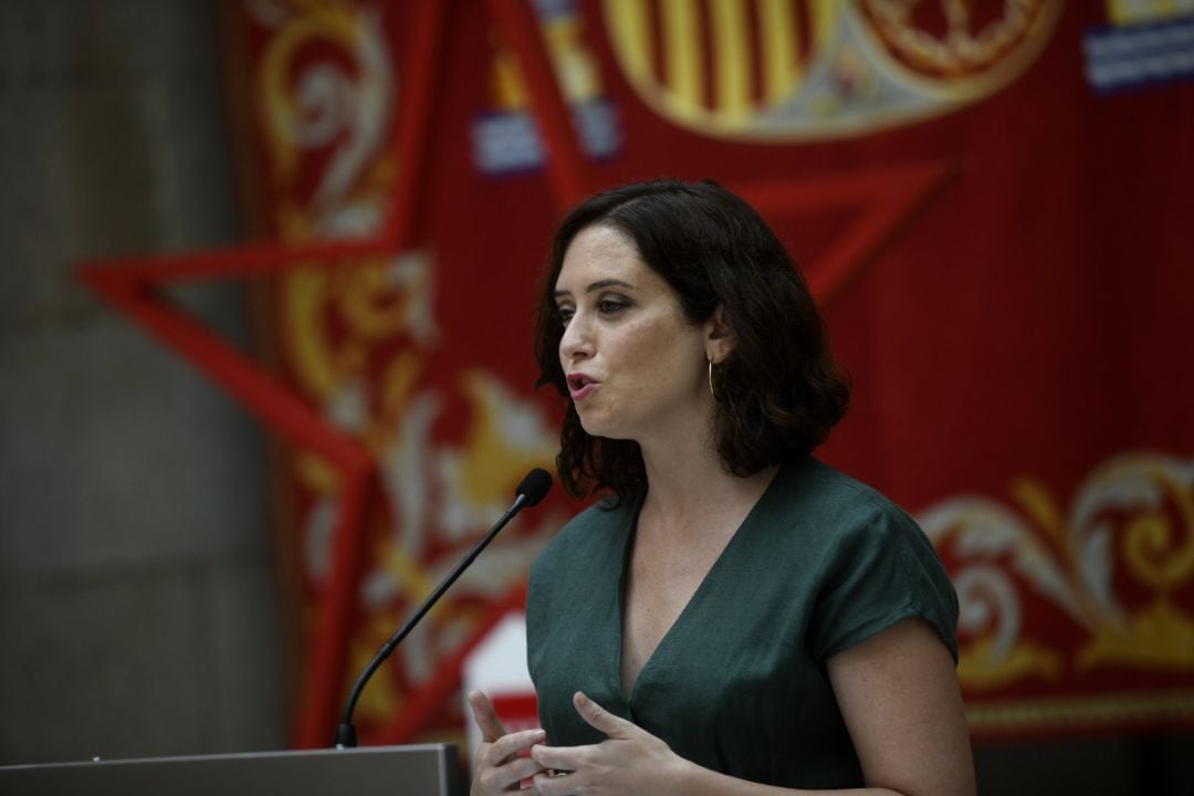 Imagen de recurso de la presidenta de la Comunidad de Madrid, Isabel Díaz Ayuso, durante la presentación de la estrategia de continuidad del Covid-19,en la Casa de Correos, Madrid (España), a 28 de julio de 2020.