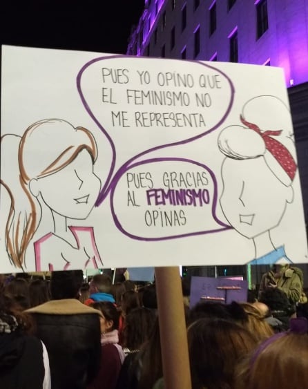 Pancarta de la pasada manifestación del 8M en Madrid