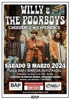 Willy & The Poorboys este sábado en la sala BAP de Binéfar