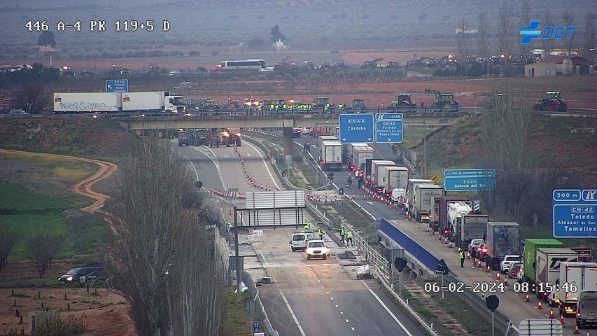 Imagen de una de las cámaras de la DGT en la Autovía A-4, a la altura de Madridejos (Toledo)