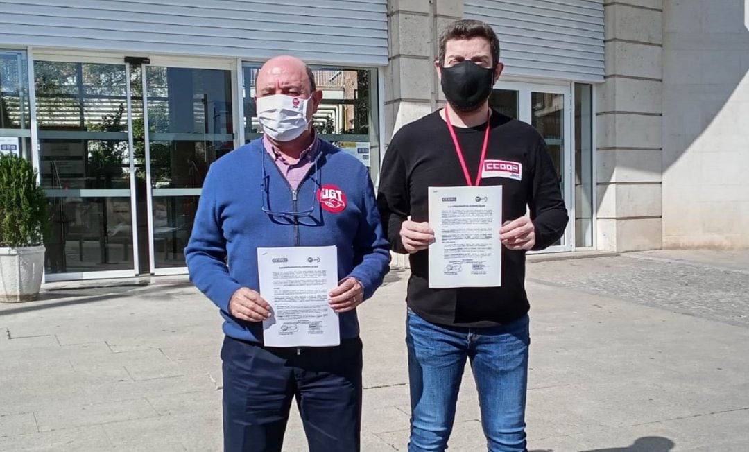 Los secretarios generales de UGT y CCOO en Jaén, Manuel Salazar y Francisco Cantero