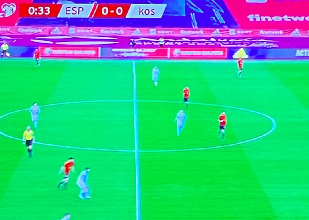 Imagen del partido España-Kosovo en TVE.