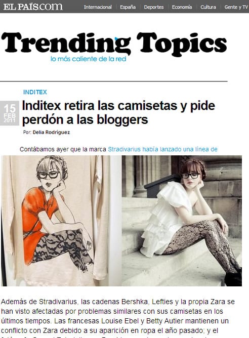 Inditex retira las camisetas y pide perdón a las bloggers