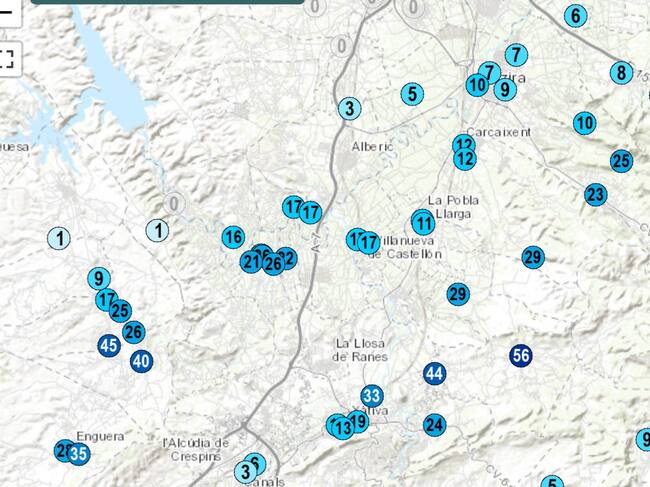 Mapa de registros de AVAMET. Fuente: AVAMET