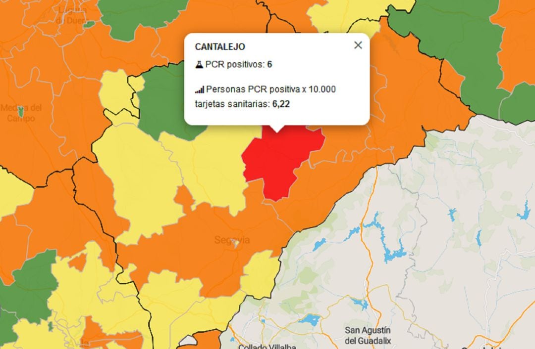 Mapa de la situación de las Zonas Básicas de Salud el miércoles 2 de septiembre