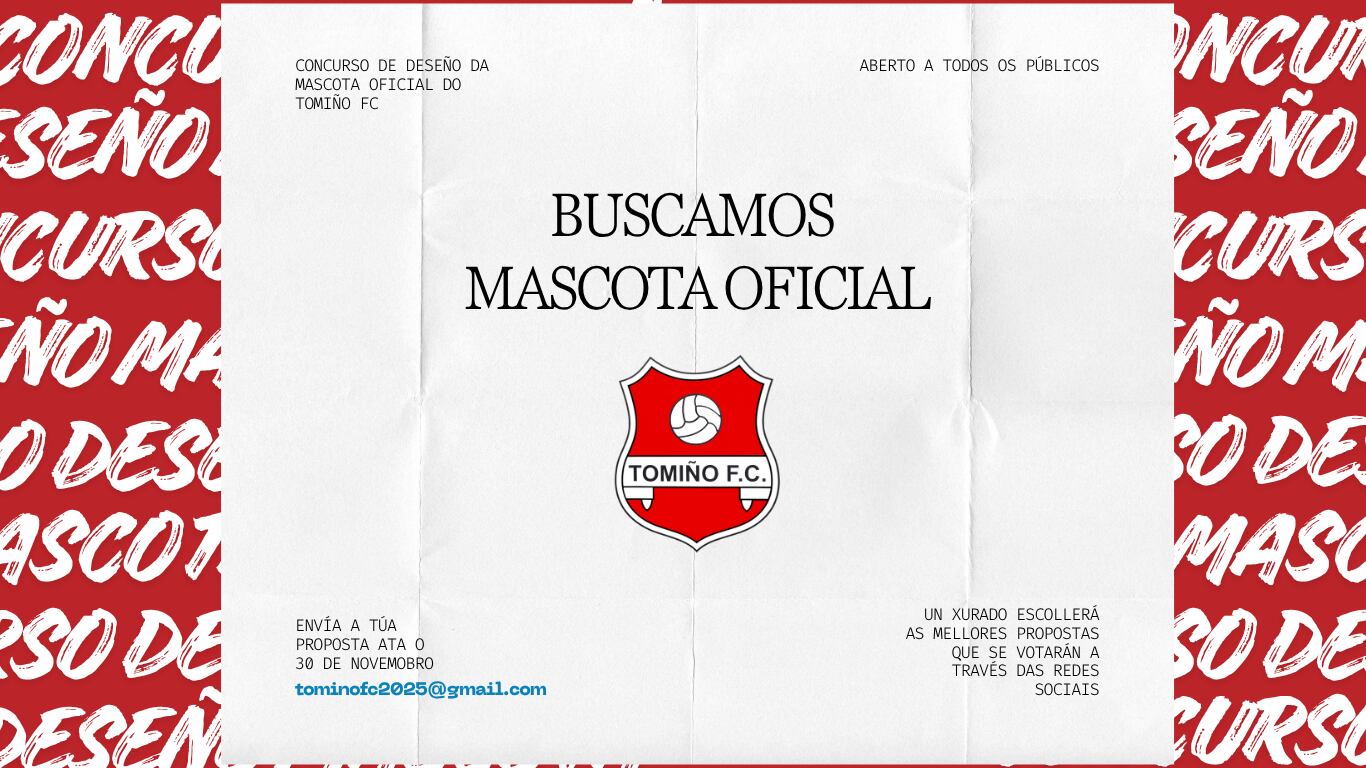 Cartel del concurso para el diseño de la mascota oficial del Tomiño FC