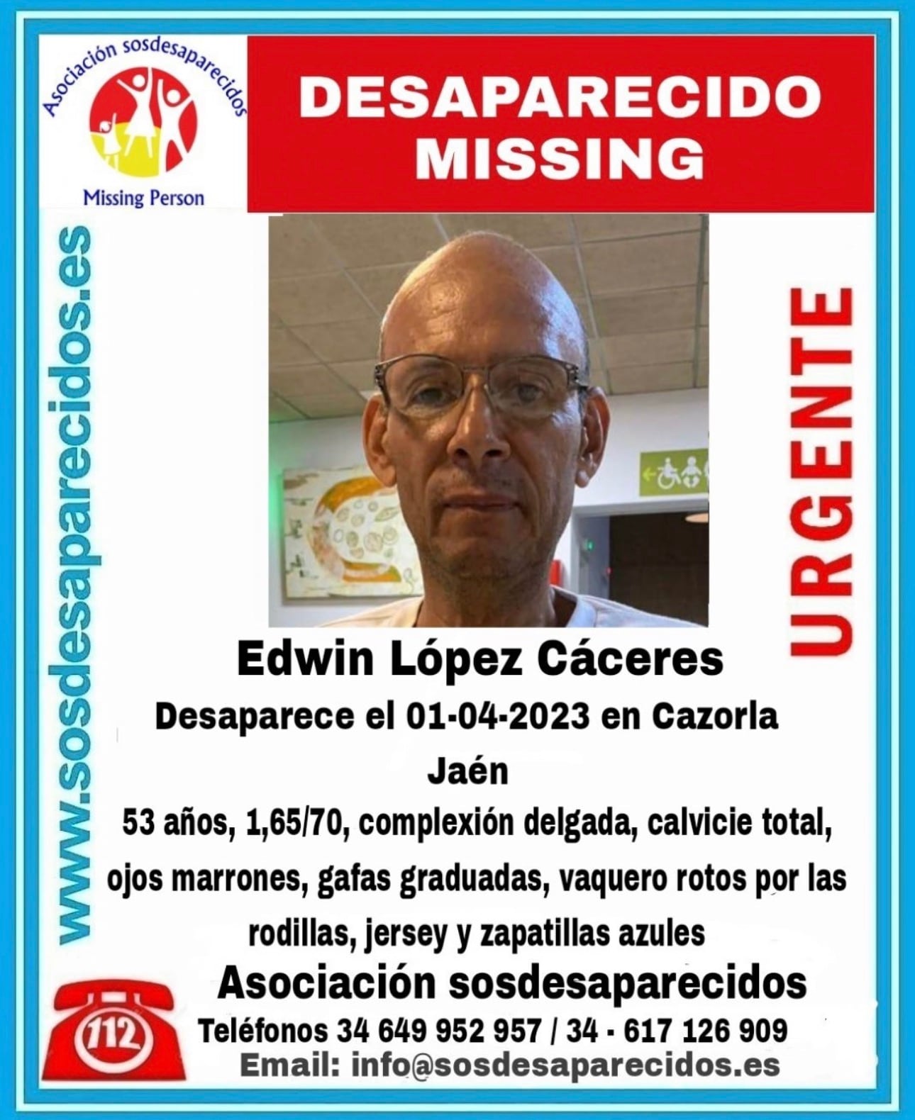 Cartel de búsqueda de Edwin López.