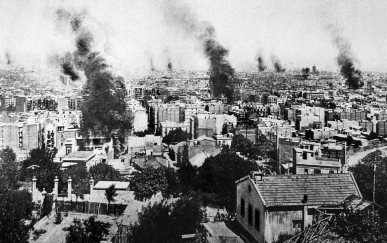 Vista de Barcelona durante la Semana Trágica de 1909