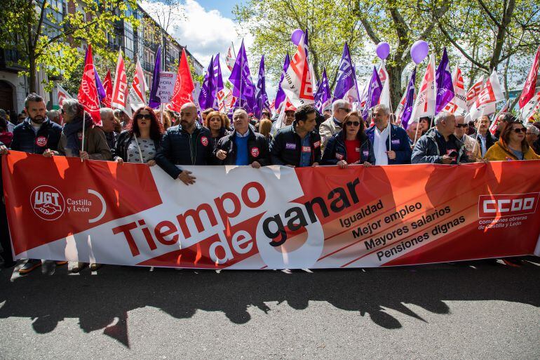 Cabecera de la manifestación del primero de Mayo en Valladolid