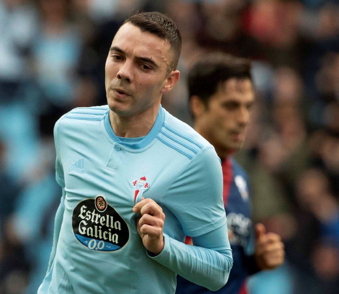 Iago Aspas tras su segundo gol ante el Huesca.