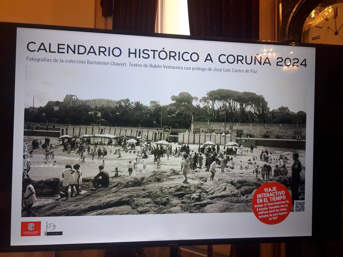 Fotos antiguas de Riazor y los Cantones, en el calendario histórico de A Coruña para 2024