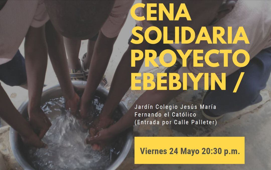 Cartel de promoción de la cena solidaria del Proyecto Ebebyin